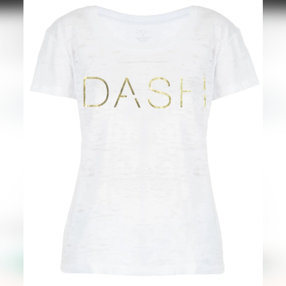 THE $60 DASH BURNOUT SCOOP NECK TEE, WHITE M